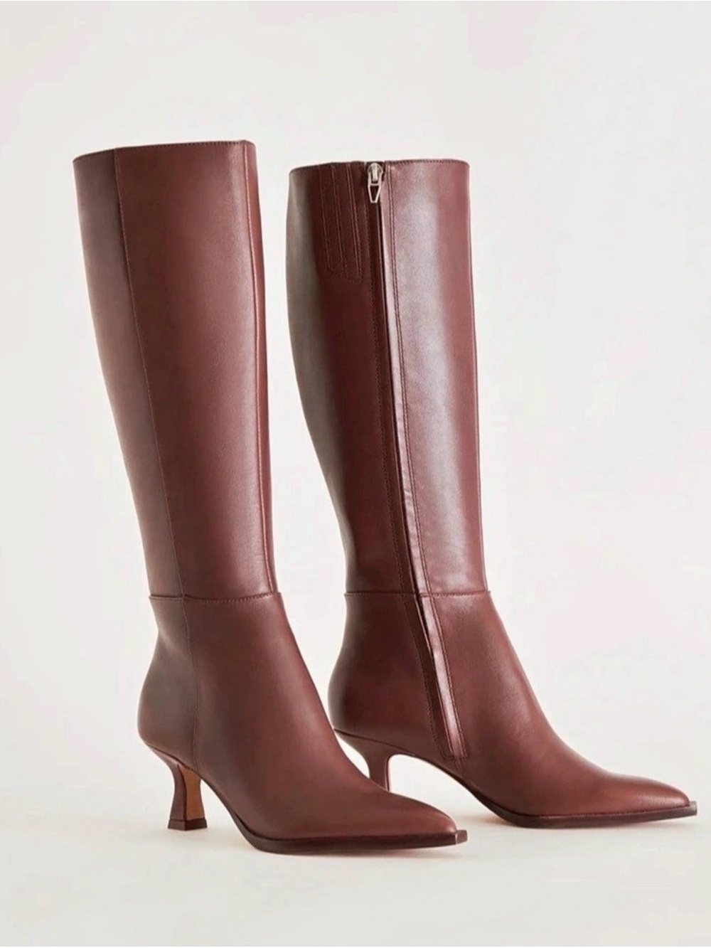 Dolce Vita “Auggie” wide calf Chestnut Brown Leather Knee-High Heeled Boots